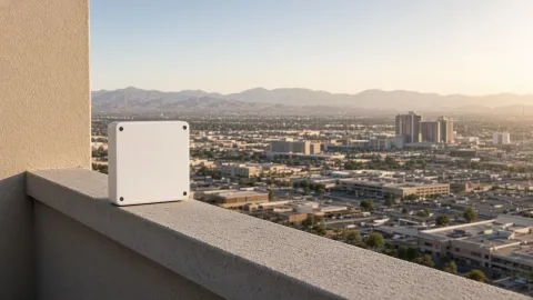 Radio compacta de inalámbrico fijo en la azotea de un local comercial en Las Vegas