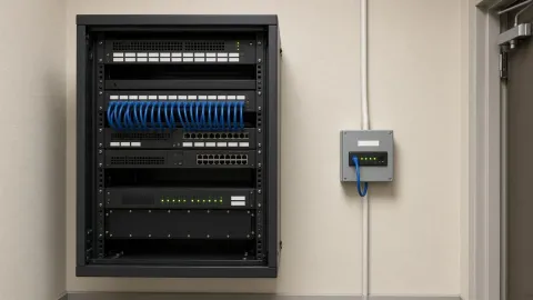 Entrega Ethernet en un closet de red de un negocio en Las Vegas