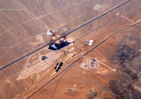 Jean, Nevada, from the air in 2010, with Interstate 15 and the airport